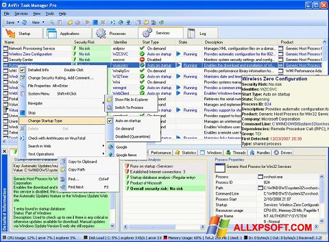 Skärmdump AnVir Task Manager för Windows XP