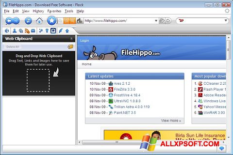 Skärmdump Flock för Windows XP