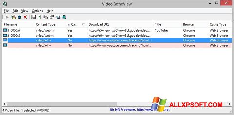 Skärmdump VideoCacheView för Windows XP