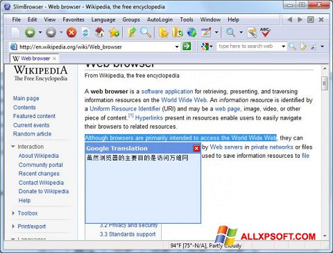 Skärmdump SlimBrowser för Windows XP