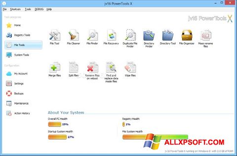 Skärmdump jv16 PowerTools för Windows XP