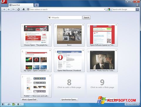 Skärmdump Opera för Windows XP