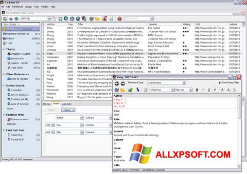 Skärmdump EndNote för Windows XP