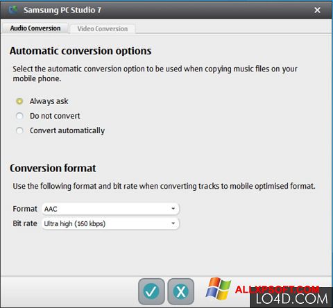 Skärmdump Samsung PC Studio för Windows XP