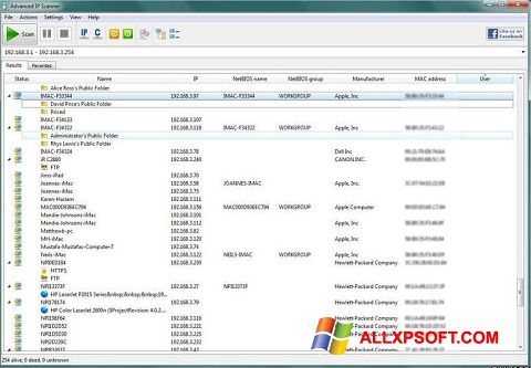 Skärmdump Advanced IP Scanner för Windows XP