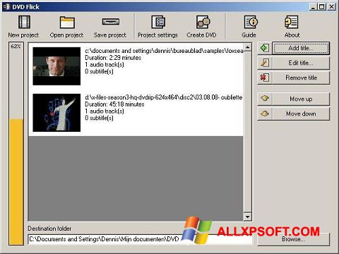 Skärmdump DVD Flick för Windows XP