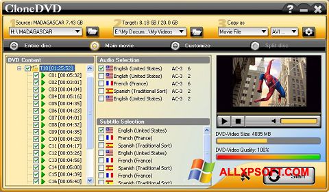 Skärmdump CloneDVD för Windows XP