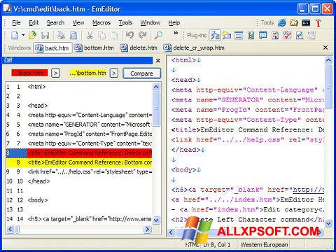 Skärmdump EmEditor för Windows XP