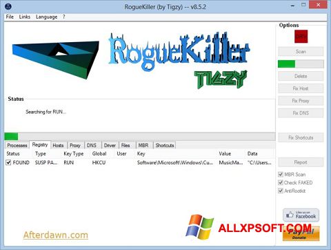 Skärmdump RogueKiller för Windows XP