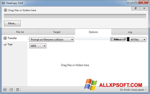 Skärmdump TeraCopy för Windows XP