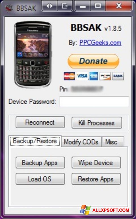 Skärmdump BBSAK för Windows XP