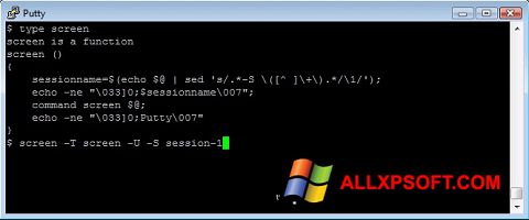 Skärmdump PuTTY för Windows XP