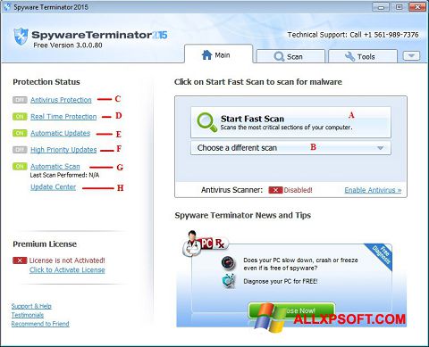 Skärmdump Spyware Terminator för Windows XP