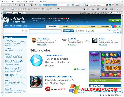 Skärmdump Lunascape för Windows XP