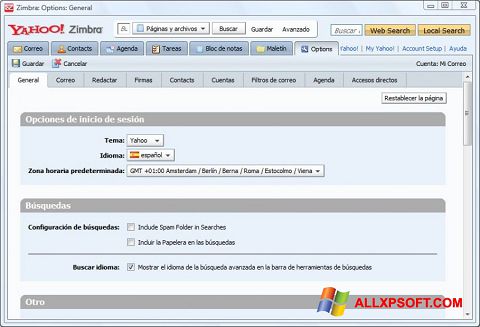 Skärmdump Zimbra Desktop för Windows XP