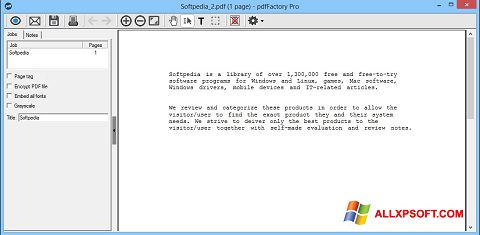 Skärmdump pdfFactory Pro för Windows XP
