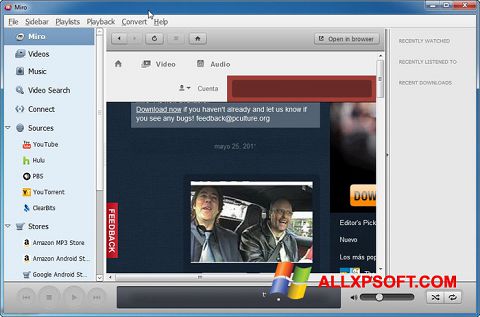 Skärmdump Miro för Windows XP