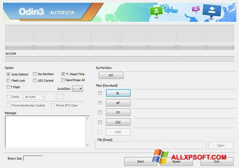 Skärmdump Odin för Windows XP