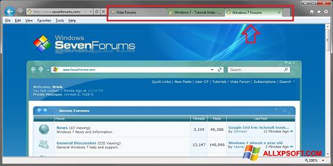 Skärmdump Internet Explorer för Windows XP
