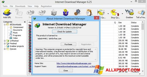 Skärmdump Internet Download Manager för Windows XP