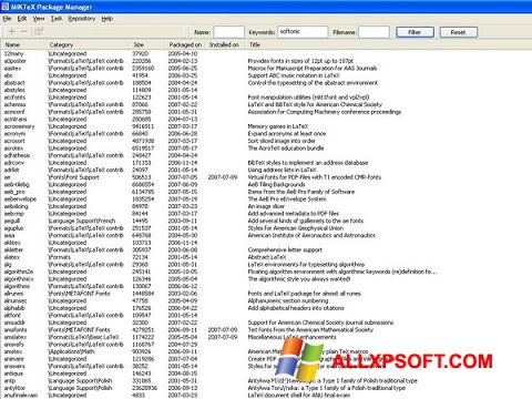 Skärmdump MiKTeX för Windows XP