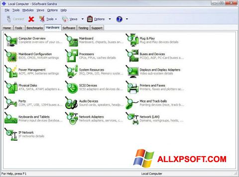 Skärmdump SiSoftware Sandra för Windows XP