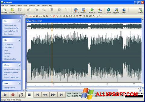 Skärmdump WavePad Sound Editor för Windows XP