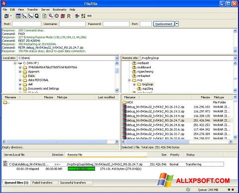 Skärmdump FileZilla för Windows XP