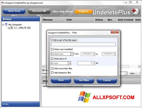 Skärmdump Undelete Plus för Windows XP
