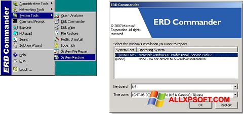 Skärmdump ERD Commander för Windows XP