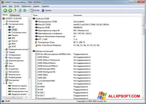 Skärmdump EVEREST för Windows XP