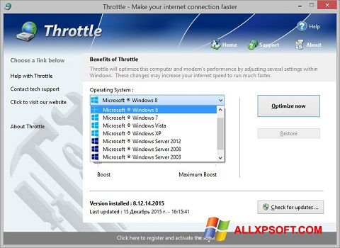 Skärmdump Throttle för Windows XP