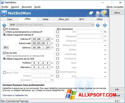 Skärmdump NetSetMan för Windows XP