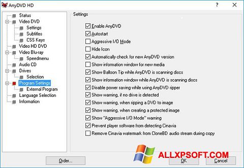 Skärmdump AnyDVD för Windows XP