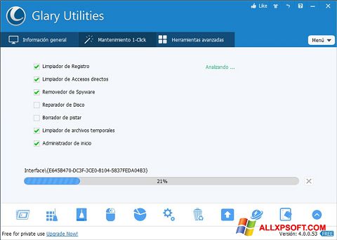 Skärmdump Glary Utilities för Windows XP