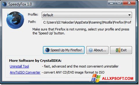 Skärmdump SpeedyFox för Windows XP