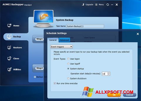 Skärmdump AOMEI Backupper för Windows XP