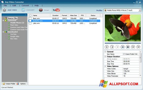 Skärmdump Any Video Converter för Windows XP