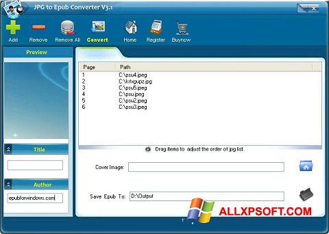 Skärmdump Epub Reader för Windows XP