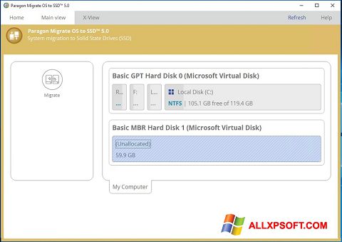 Skärmdump Paragon Migrate OS to SSD för Windows XP