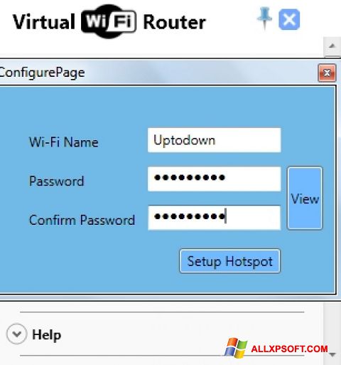 Skärmdump Virtual WiFi Router för Windows XP