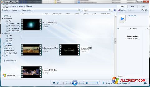 Skärmdump Media Player för Windows XP