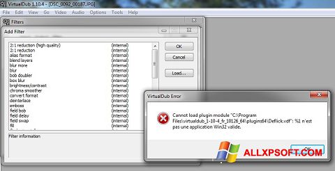 Skärmdump VirtualDub för Windows XP