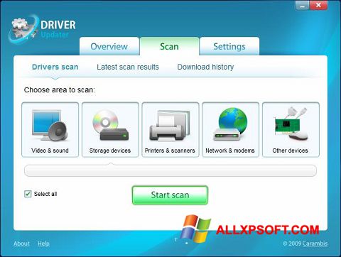 Skärmdump Carambis Driver Updater för Windows XP