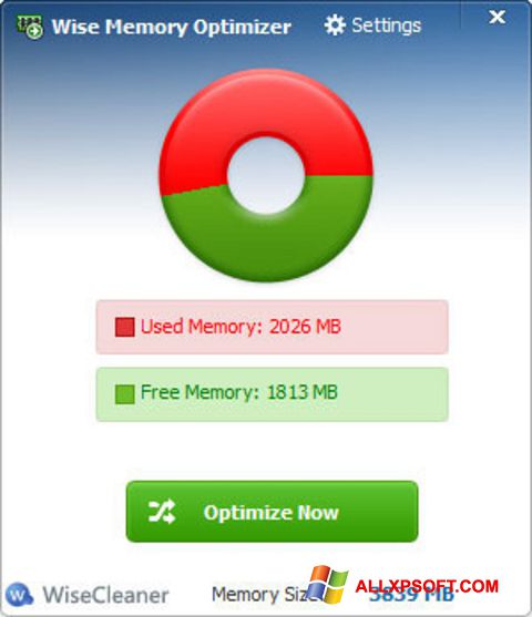 Skärmdump Wise Memory Optimizer för Windows XP