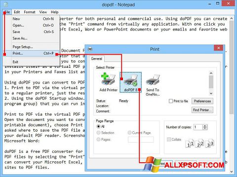 Skärmdump doPDF för Windows XP