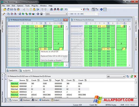 Skärmdump Hex Workshop för Windows XP
