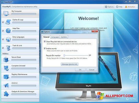 Skärmdump CleanMyPC för Windows XP