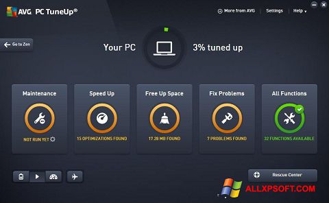 Skärmdump AVG PC Tuneup för Windows XP