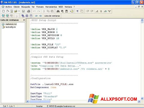 Skärmdump NSIS för Windows XP
